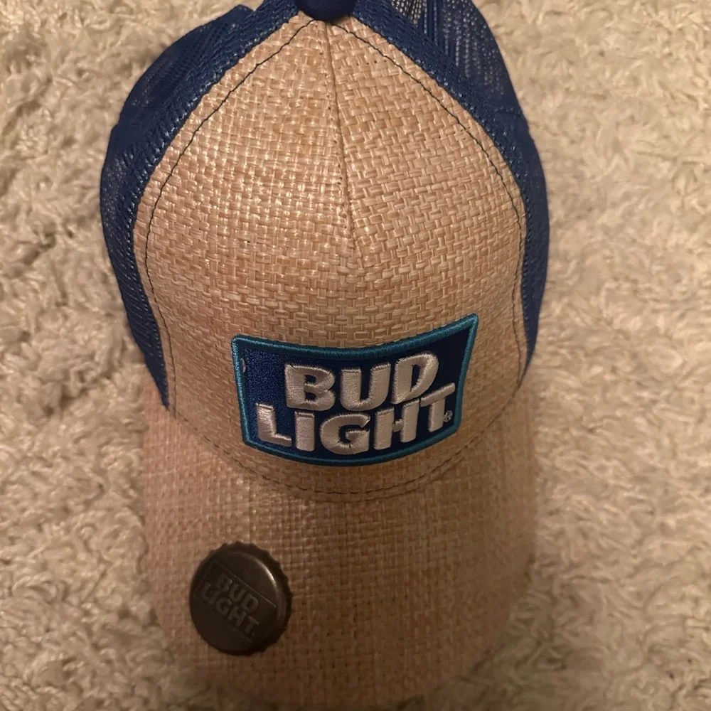 Bud Light Tan and Blue Trucker Hat - Picture 3 of 4